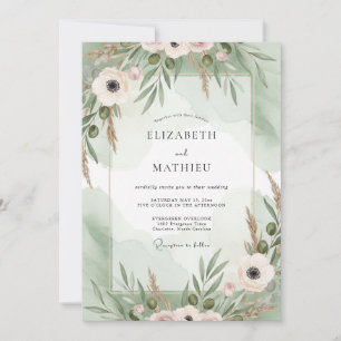 Invitación Boda de Anémona con Tono Rosa Menta