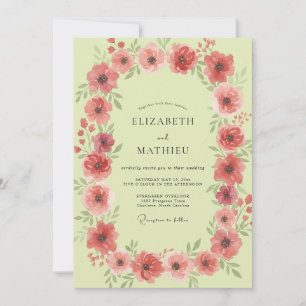 Invitación Boda de Anémona Coral Chartreuse