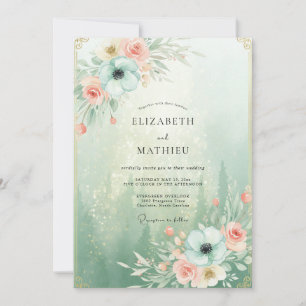 Invitación Boda de Anémona de Coral Espuma de Mar