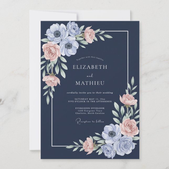 Invitación Boda de Anémona de Medianoche (Anverso)