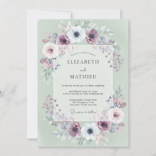 Invitación Boda de Anémona de Menta Malva