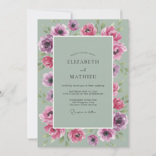 Invitación Boda de Anémona de Orquídea y Menta