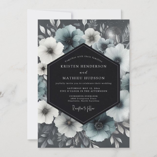 Invitación Boda de Anémona de Pizarra Malhumorada (Anverso)