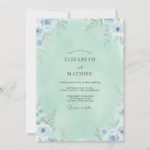 Invitación Boda de Anémona del Cielo Espuma de Mar