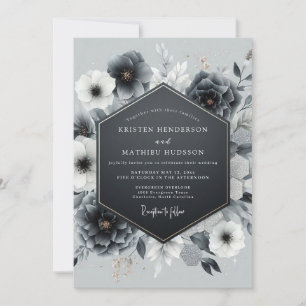 Invitación Boda de Anémona Dorada con Carbón