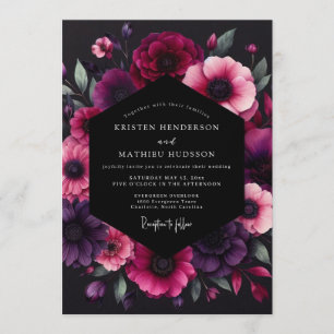 Invitación Boda de Anémona Dramática Fucsia