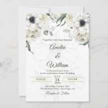 Boda de Anémona Elegante Blanco Negro Verde
