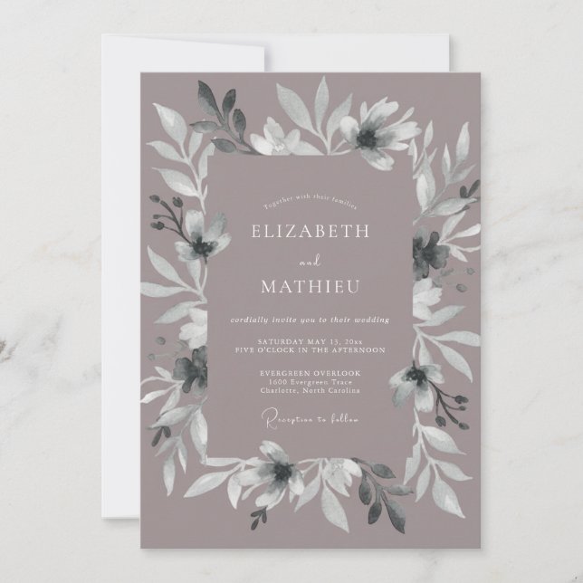 Invitación Boda de Anémona Etérea Malva (Anverso)