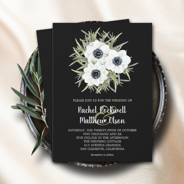 Invitación Boda de anémona floral acuarela (Subido por el creador)