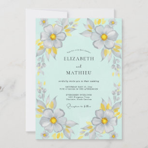 Invitación Boda de Anémona Gris Espuma de Mar