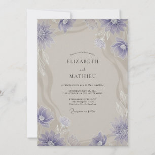 Invitación Boda de Anémona Gris Periwinkle