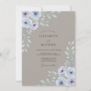 Invitación Boda de Anémona Lavanda y Taupe