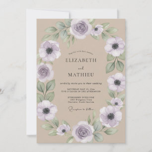 Invitación Boda de Anémona Lila Beige