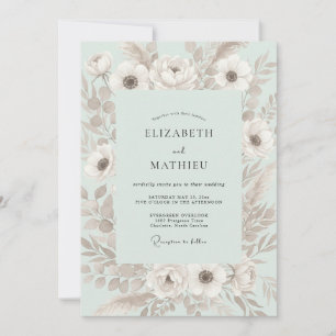 Invitación Boda de Anémona Menta Pálida