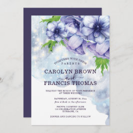 Invitación Boda de anémona morada floral