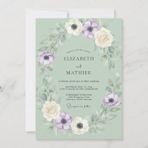 Invitación Boda de Anémona Morada Menta