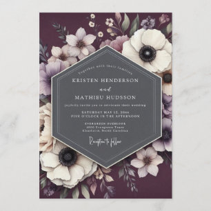 Invitación Boda de Anémona Noir Ciruela