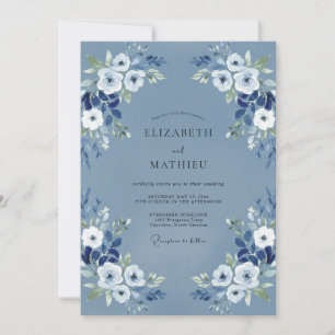 Invitación Boda de Anémona Periwinkle Pizarra