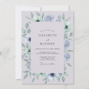 Invitación Boda de Anémona Periwinkle Polvorienta