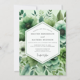 Invitación Boda de Anémona Pintada en Verde Salvia