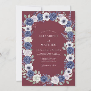 Invitación Boda de Anémona Pizarra Vino