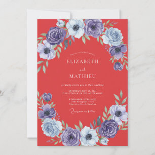 Invitación Boda de Anémona Púrpura Coral