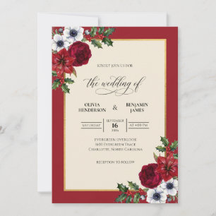 Invitación Boda de Anémona Roja Carmesí