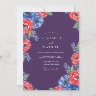 Invitación Boda de Anémona Roja Ciruela