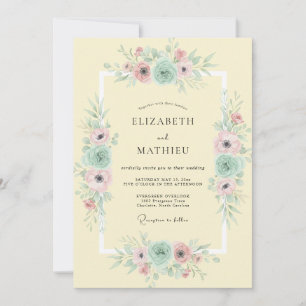 Invitación Boda de Anémona Rosa Amarillo Pálido