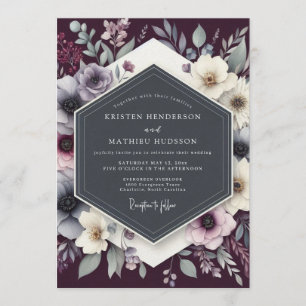 Invitación Boda de Anémona Sombría Ciruela