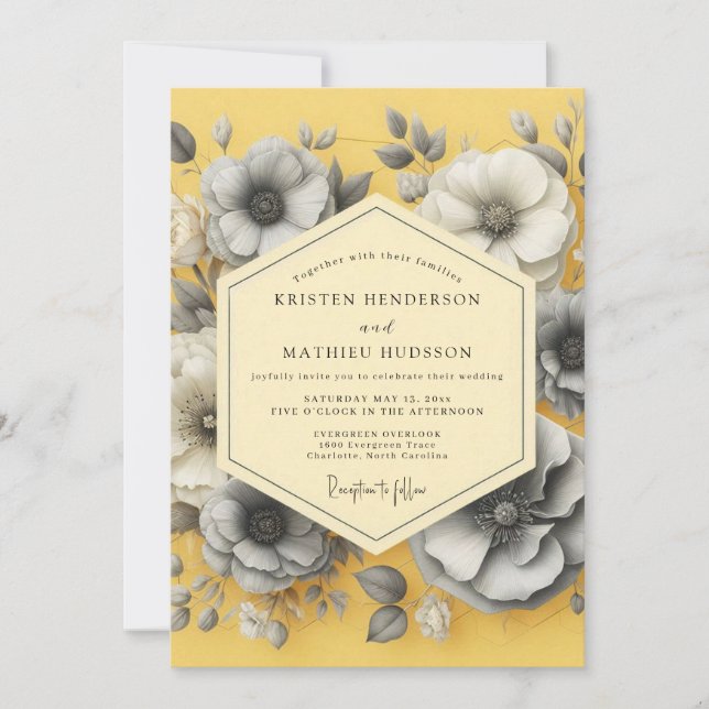 Invitación Boda de Anémona Sombría de Canario (Anverso)