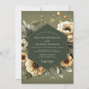 Invitación Boda de Anémona Sombría de Oliva