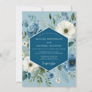 Invitación Boda de Anémona Soñadora Azul Pizarra