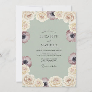 Invitación Boda de Anémona Soñadora en Verde Salvia