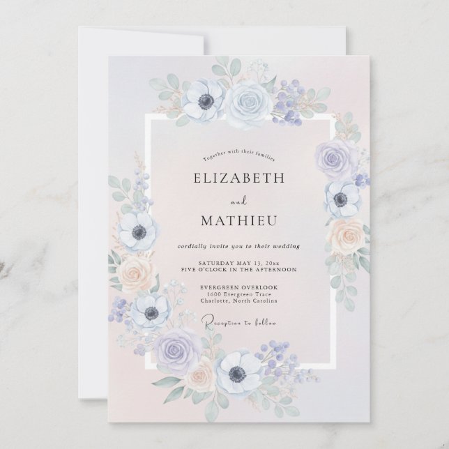 Invitación Boda de Anémona Suave de Albaricoque (Anverso)