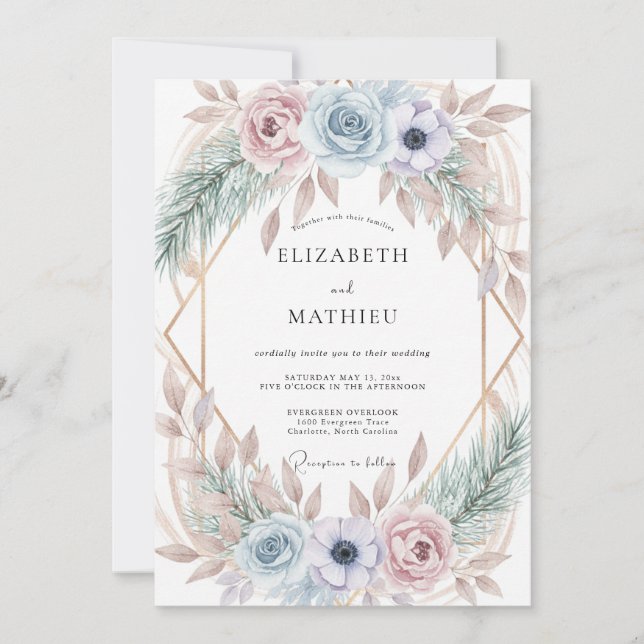 Invitación Boda de Anémona Violeta Pálido (Anverso)