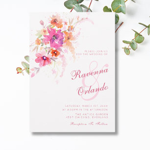 Invitación Boda de Anémonas Peonías Flores Silvestres Pastel