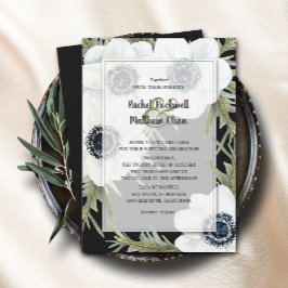 Invitación Boda de anémonos blancos y negros