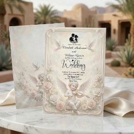 Invitación Boda de ángel cherubín victoriano y palomas etérea