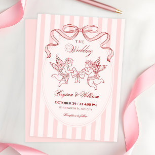 Invitación Boda de ángel Cupido rosa