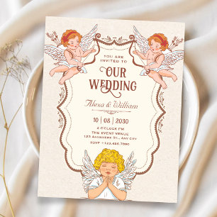 Invitación Boda de ángeles vintage