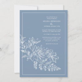 Invitación Boda de ángulo de giro azul de dibujo de línea