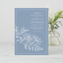 Invitación Boda de ángulo de giro azul de dibujo de línea