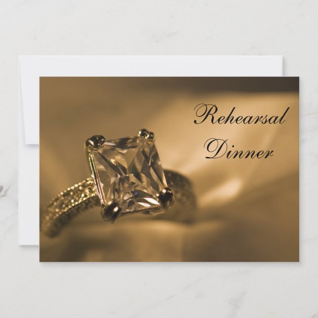Invitación Boda de Anillo de Diamantes Cortado Princesa Cena (Anverso)