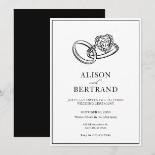 Invitación Boda de anillo de pareja elegante y sencillo moder