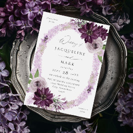 Invitación Boda de anillo floral morado y de lavanda V2