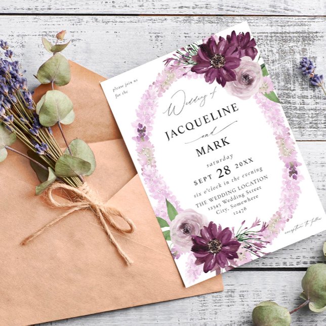 Invitación Boda de Anillo Floral Purple & Lavender (Subido por el creador)