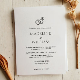 Invitación Boda de anillos dibujados a mano simple minimalist