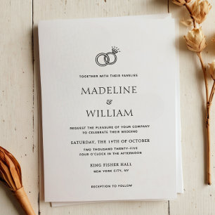 Invitación Boda de anillos dibujados a mano simple minimalist