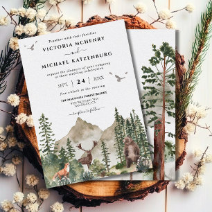 Invitación Boda de animales de bosque de bosques de montaña